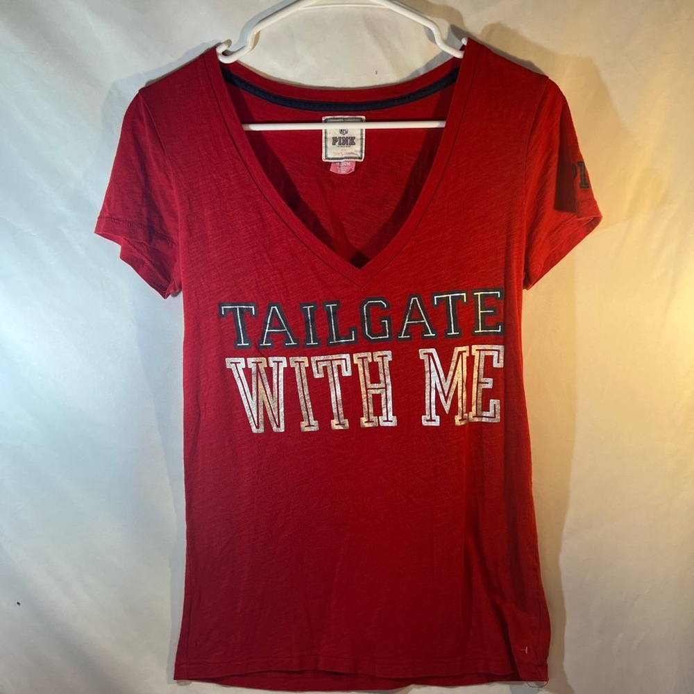 Victoria's Secret Pink Red V-Neck Tee